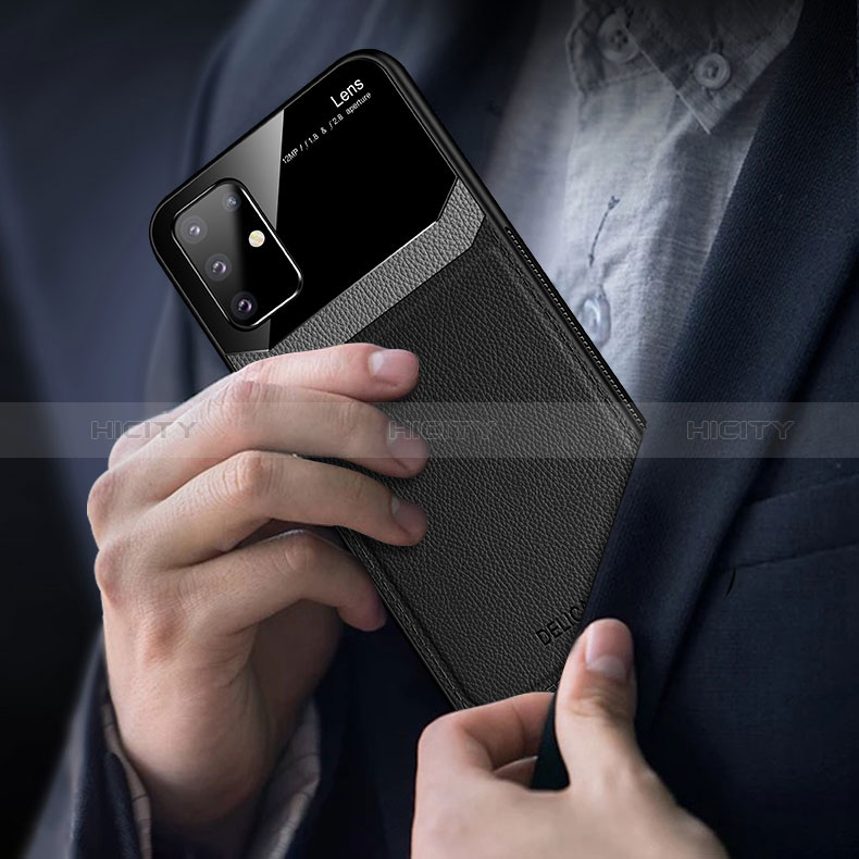 Samsung Galaxy M80S用シリコンケース ソフトタッチラバー レザー柄 カバー FL1 サムスン 