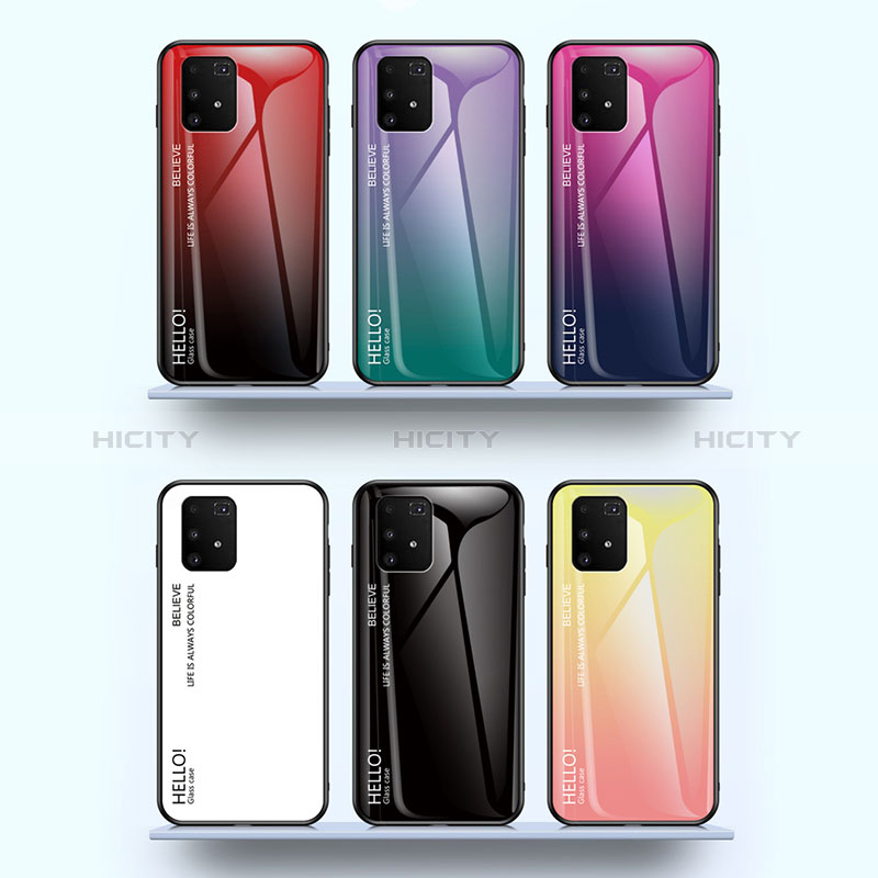 Samsung Galaxy M80S用ハイブリットバンパーケース プラスチック 鏡面 虹 グラデーション 勾配色 カバー LS1 サムスン 