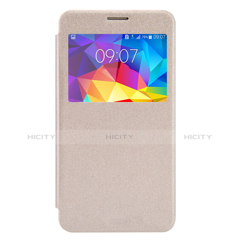 Samsung Galaxy Mega 2 G7508Q用手帳型 レザーケース スタンド サムスン ゴールド