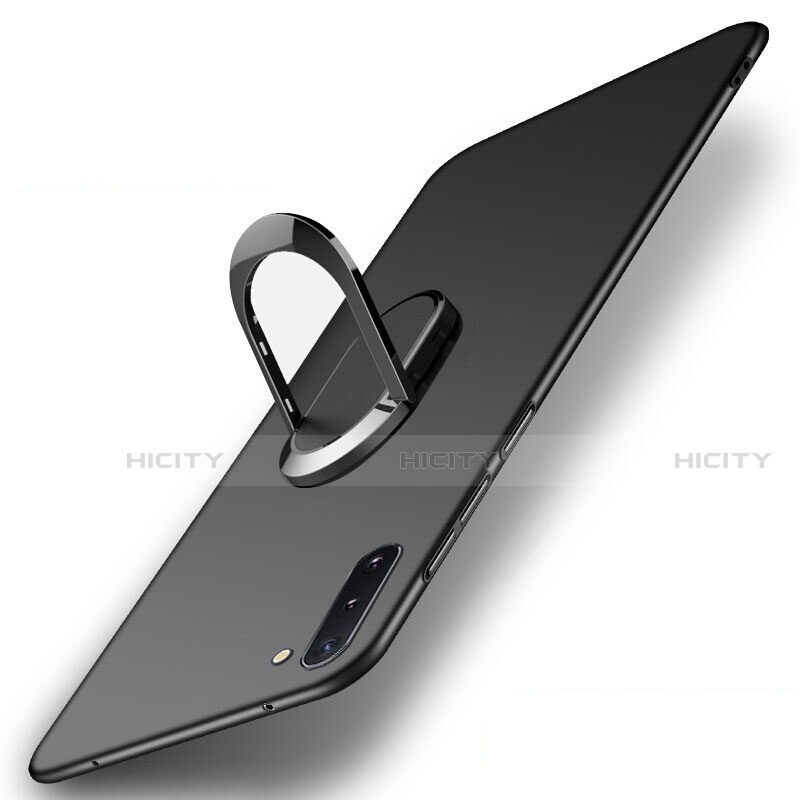 Samsung Galaxy Note 10 5G用極薄ソフトケース シリコンケース 耐衝撃 全面保護 アンド指輪 マグネット式 K01 サムスン ブラック