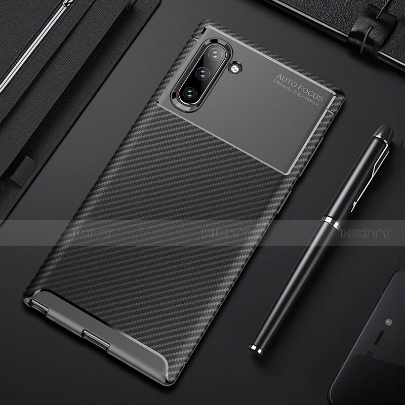 Samsung Galaxy Note 10 5G用シリコンケース ソフトタッチラバー ツイル カバー Y01 サムスン ブラック
