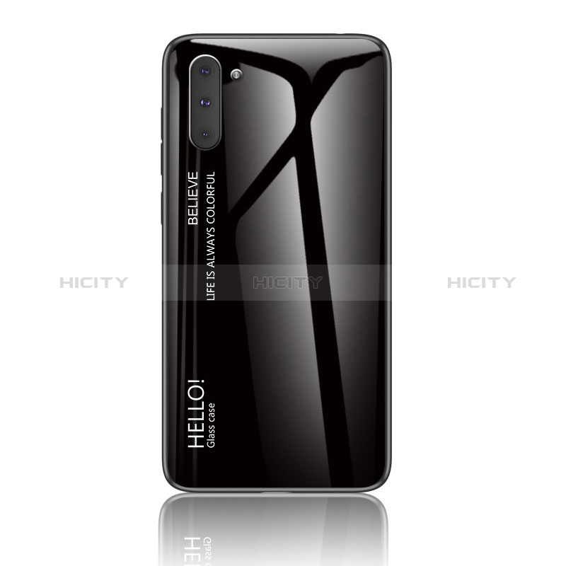 Samsung Galaxy Note 10 5G用ハイブリットバンパーケース プラスチック 鏡面 虹 グラデーション 勾配色 カバー LS1 サムスン ブラック