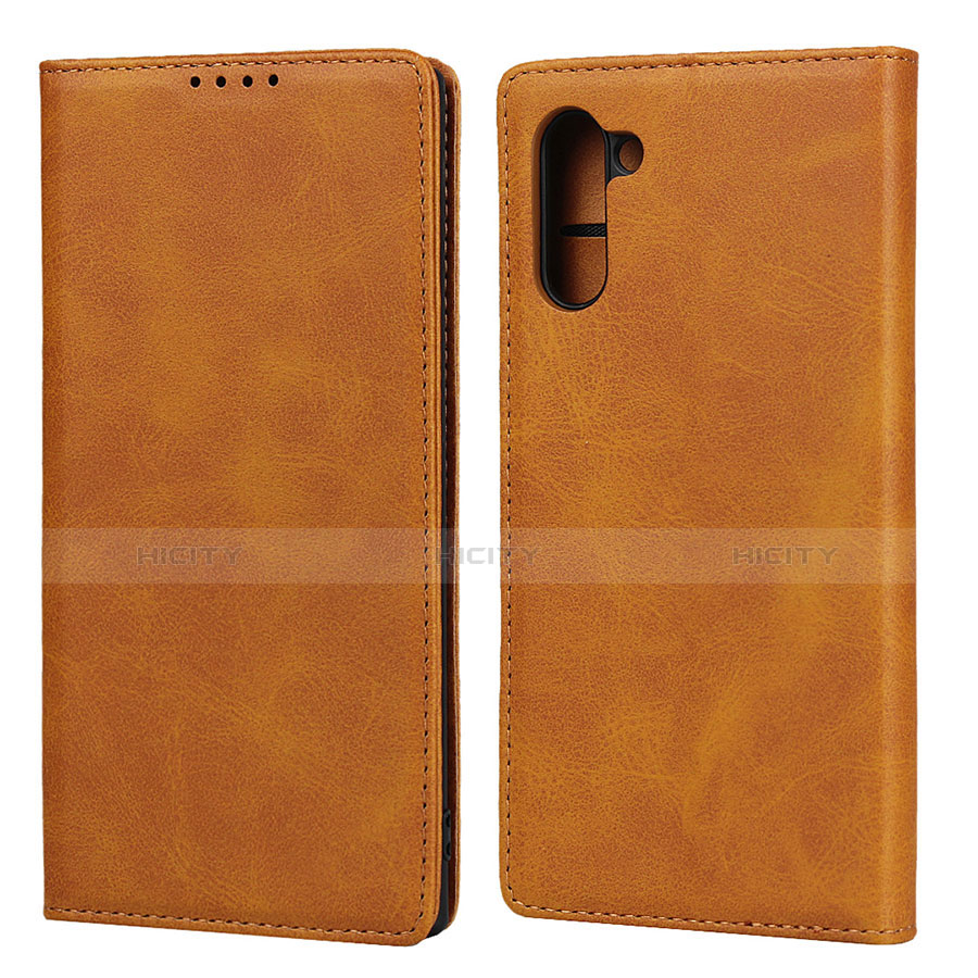 Samsung Galaxy Note 10 5G用手帳型 レザーケース スタンド カバー サムスン オレンジ