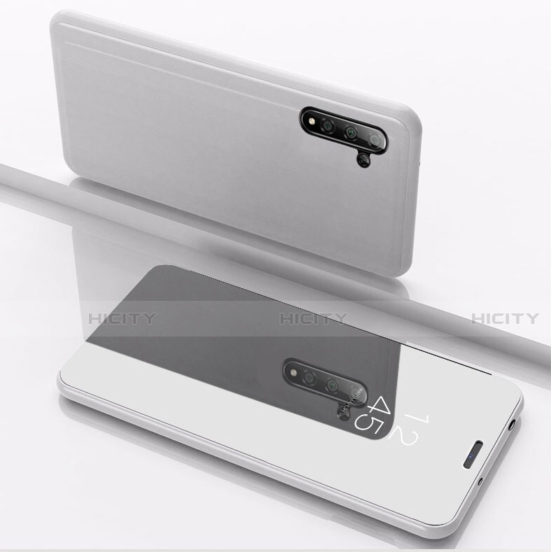 Samsung Galaxy Note 10 5G用手帳型 レザーケース スタンド 鏡面 カバー サムスン シルバー