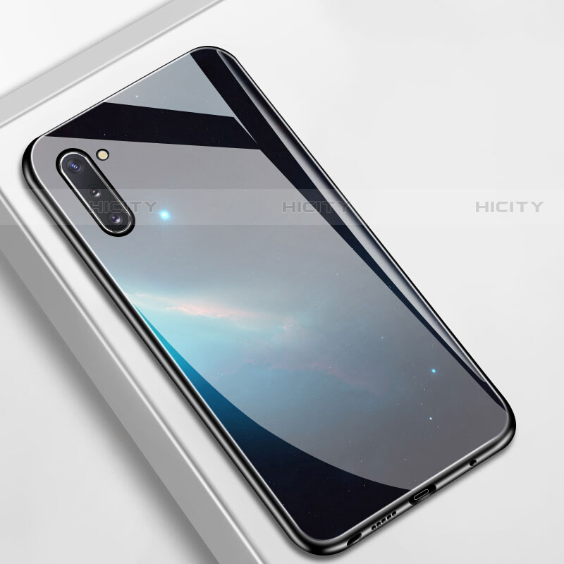 Samsung Galaxy Note 10 5G用ハイブリットバンパーケース プラスチック パターン 鏡面 カバー S01 サムスン ブラック