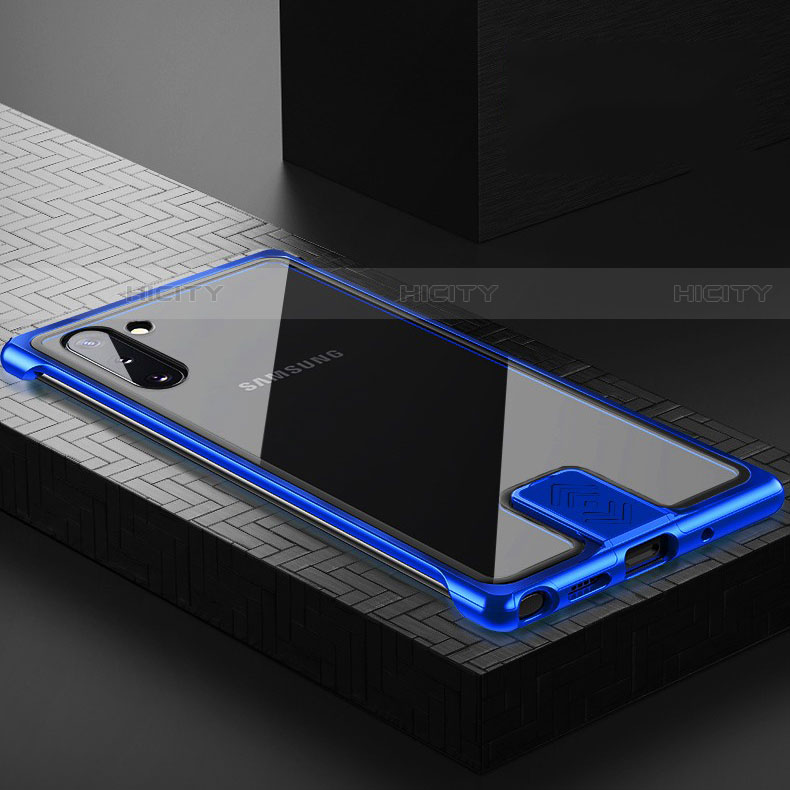 Samsung Galaxy Note 10 5G用ケース 高級感 手触り良い アルミメタル 製の金属製 360度 フルカバーバンパー 鏡面 カバー M05 サムスン ネイビー