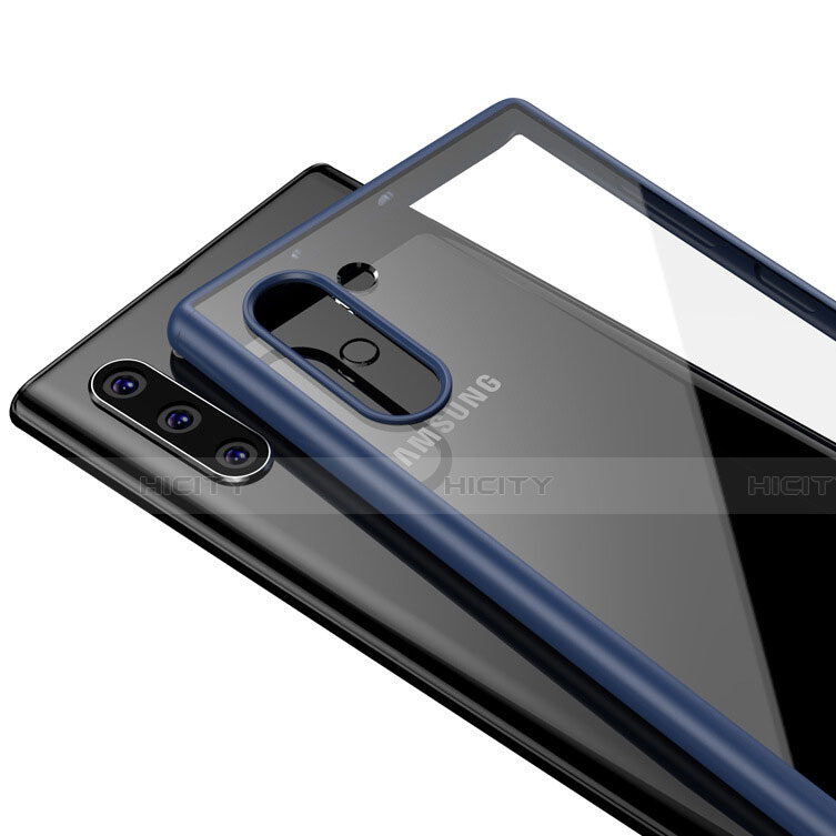 Samsung Galaxy Note 10用ハイブリットバンパーケース クリア透明 プラスチック 鏡面 カバー サムスン ネイビー