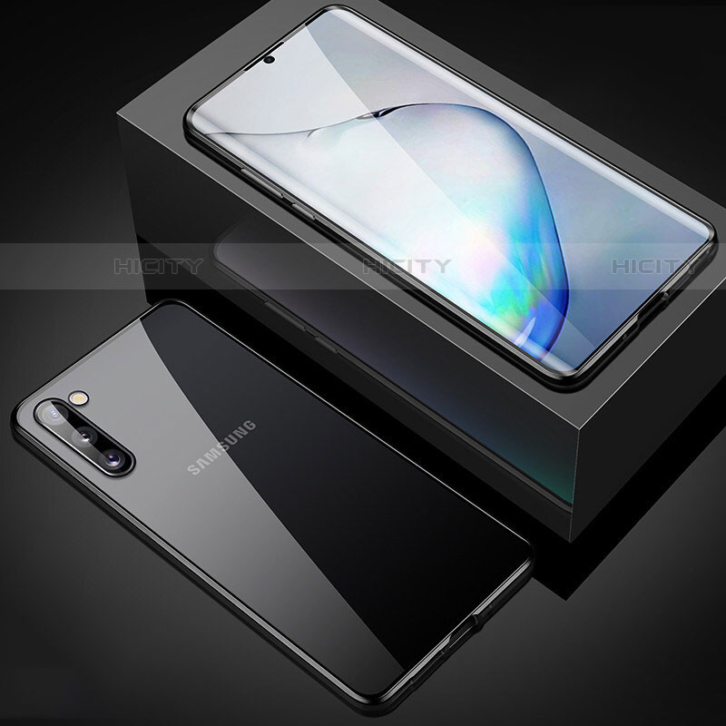 Samsung Galaxy Note 10用ケース 高級感 手触り良い アルミメタル 製の金属製 360度 フルカバーバンパー 鏡面 カバー M04 サムスン ブラック