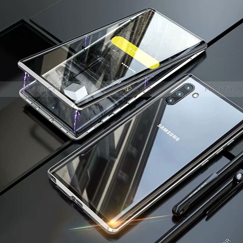 Samsung Galaxy Note 10用ケース 高級感 手触り良い アルミメタル 製の金属製 360度 フルカバーバンパー 鏡面 カバー M07 サムスン シルバー