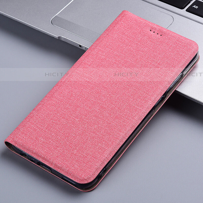 Samsung Galaxy Note 10 Lite用手帳型 布 スタンド サムスン ピンク