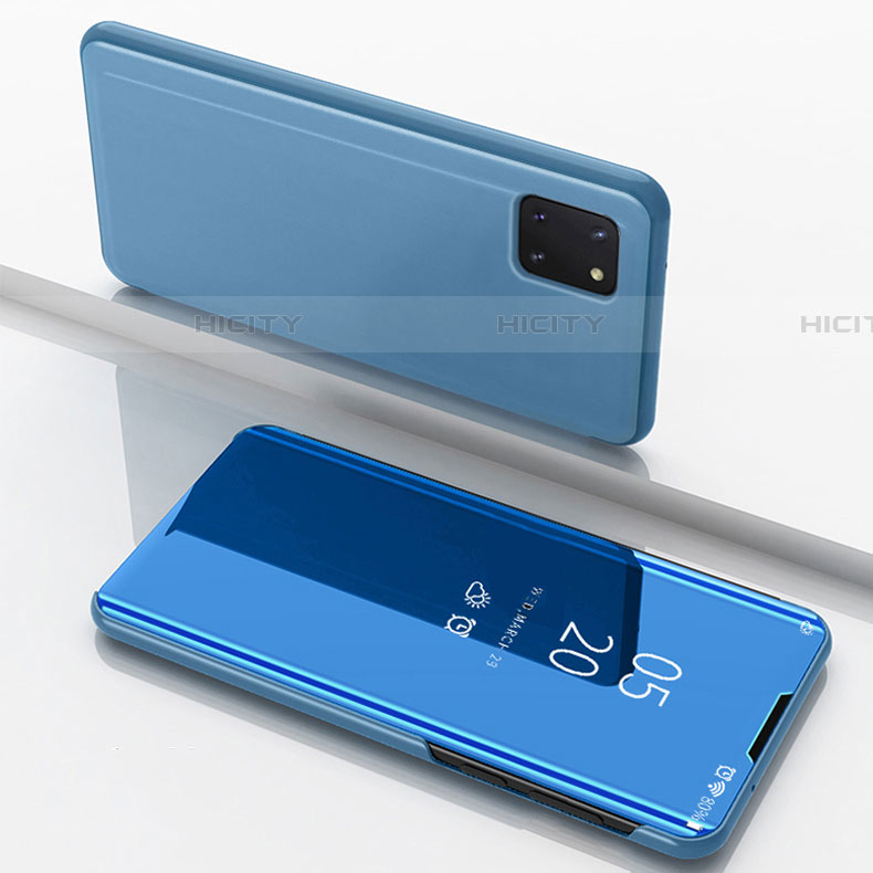 Samsung Galaxy Note 10 Lite用手帳型 レザーケース スタンド 鏡面 カバー サムスン ネイビー