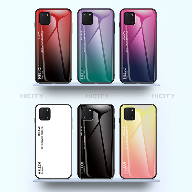 Samsung Galaxy Note 10 Lite用ハイブリットバンパーケース プラスチック 鏡面 虹 グラデーション 勾配色 カバー LS1 サムスン 