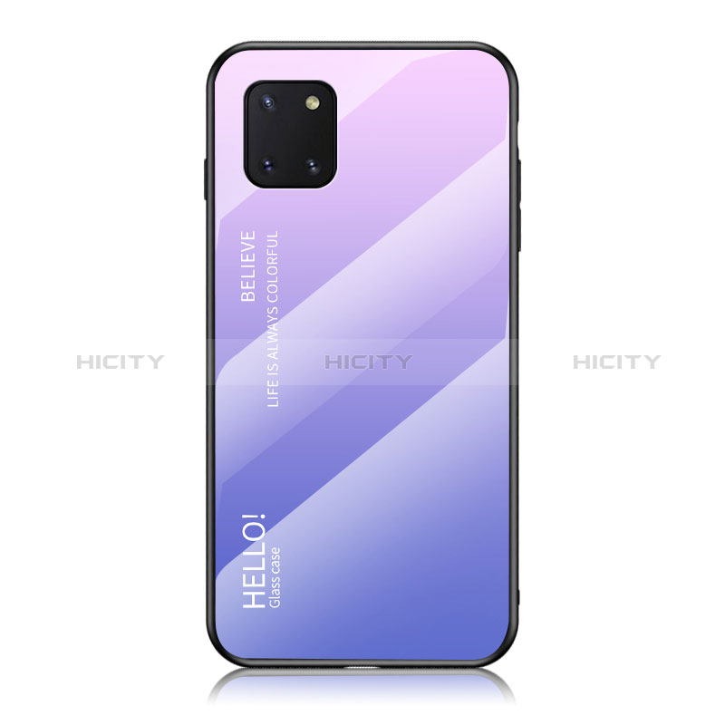 Samsung Galaxy Note 10 Lite用ハイブリットバンパーケース プラスチック 鏡面 虹 グラデーション 勾配色 カバー LS1 サムスン 