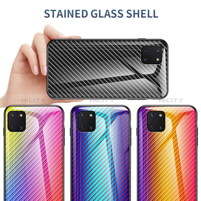 Samsung Galaxy Note 10 Lite用ハイブリットバンパーケース プラスチック 鏡面 虹 グラデーション 勾配色 カバー LS2 サムスン 