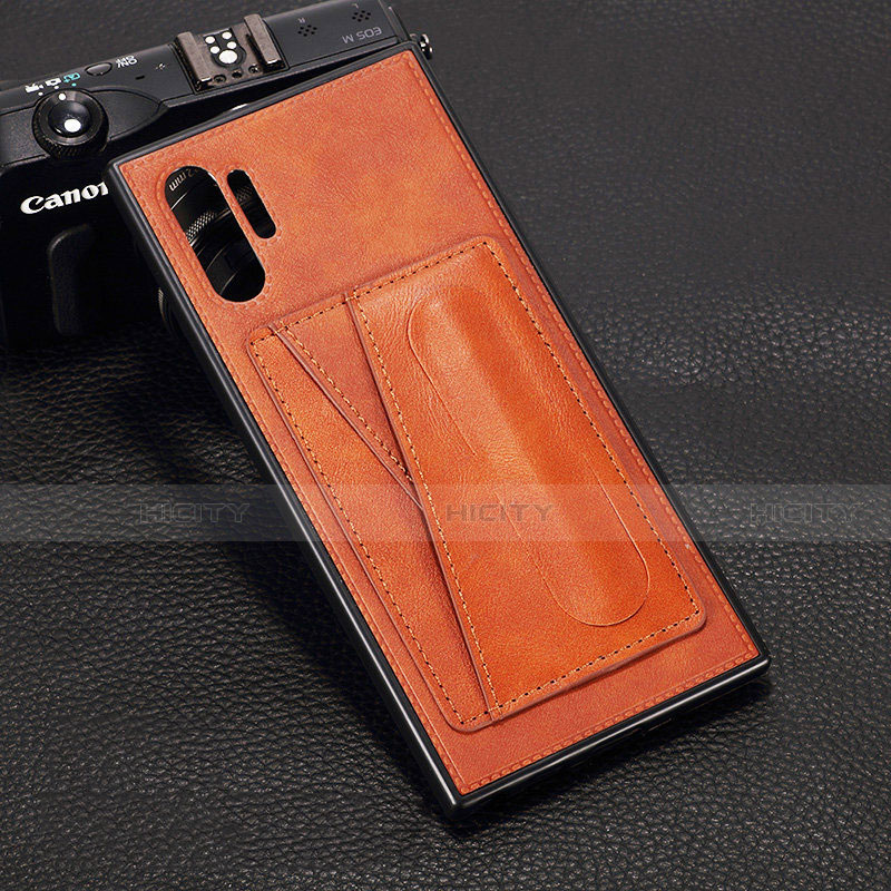 Samsung Galaxy Note 10 Plus 5G用ケース 高級感 手触り良いレザー柄 R02 サムスン オレンジ
