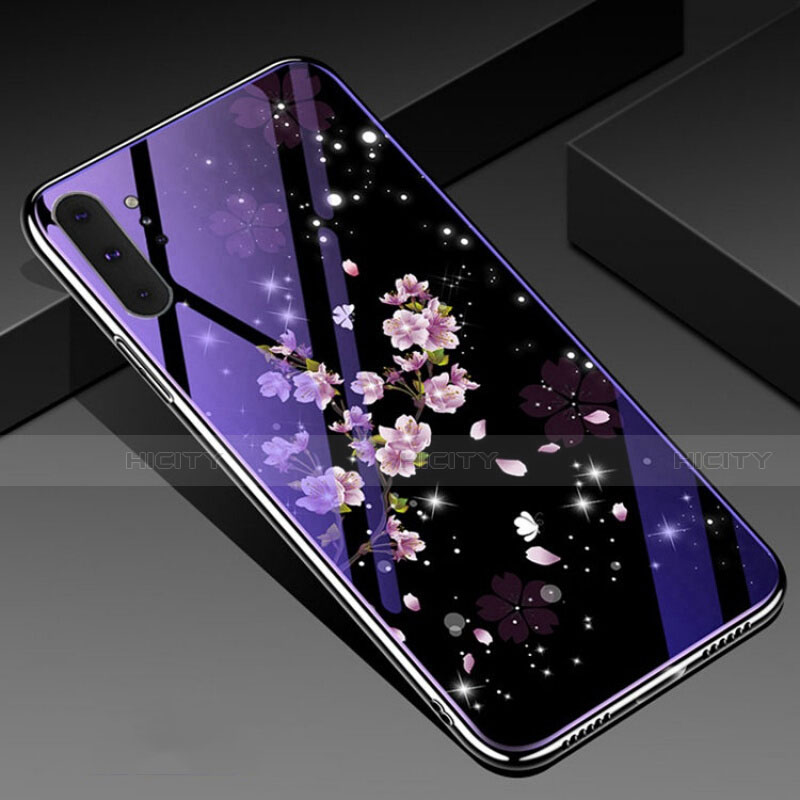 Samsung Galaxy Note 10 Plus 5G用ハイブリットバンパーケース プラスチック 鏡面 花 カバー K01 サムスン マルチカラー