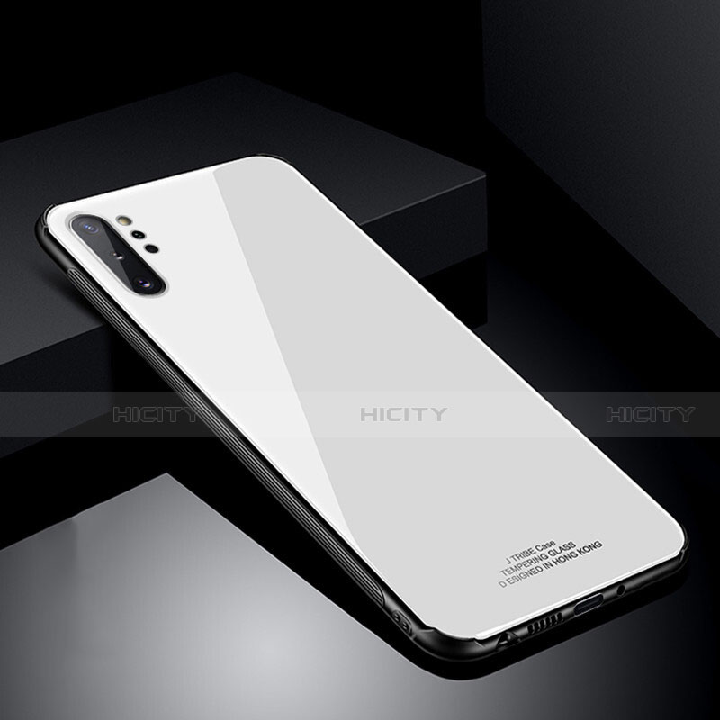 Samsung Galaxy Note 10 Plus 5G用ハイブリットバンパーケース プラスチック 鏡面 カバー T01 サムスン ホワイト