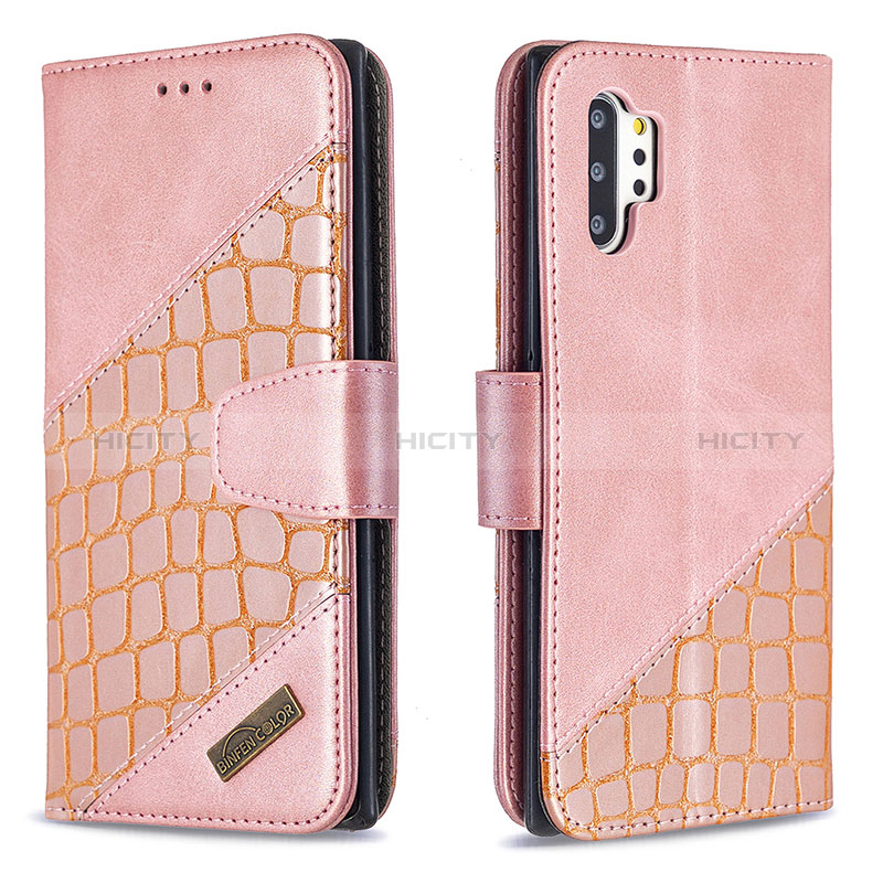 Samsung Galaxy Note 10 Plus 5G用手帳型 レザーケース スタンド カバー B03F サムスン ローズゴールド