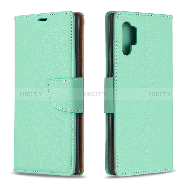 Samsung Galaxy Note 10 Plus 5G用手帳型 レザーケース スタンド カバー B06F サムスン グリーン