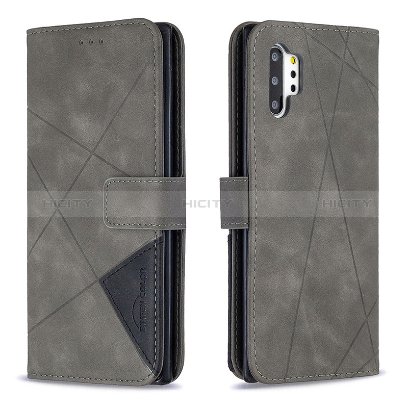 Samsung Galaxy Note 10 Plus 5G用手帳型 レザーケース スタンド カバー B08F サムスン グレー
