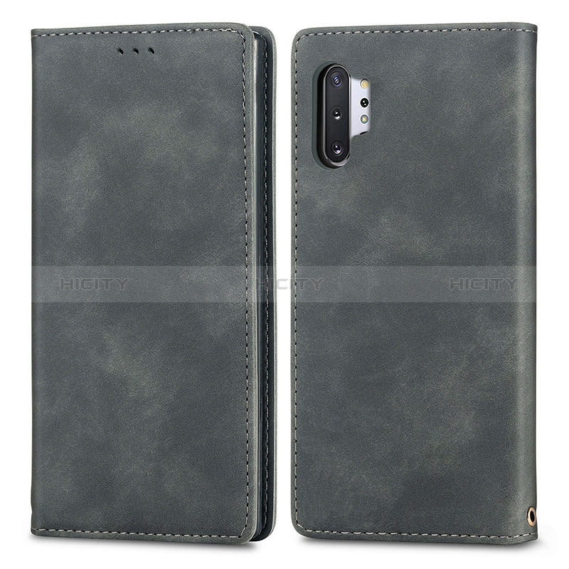 Samsung Galaxy Note 10 Plus 5G用手帳型 レザーケース スタンド カバー S04D サムスン グレー