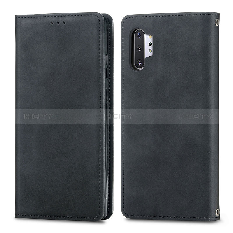 Samsung Galaxy Note 10 Plus 5G用手帳型 レザーケース スタンド カバー S04D サムスン ブラック