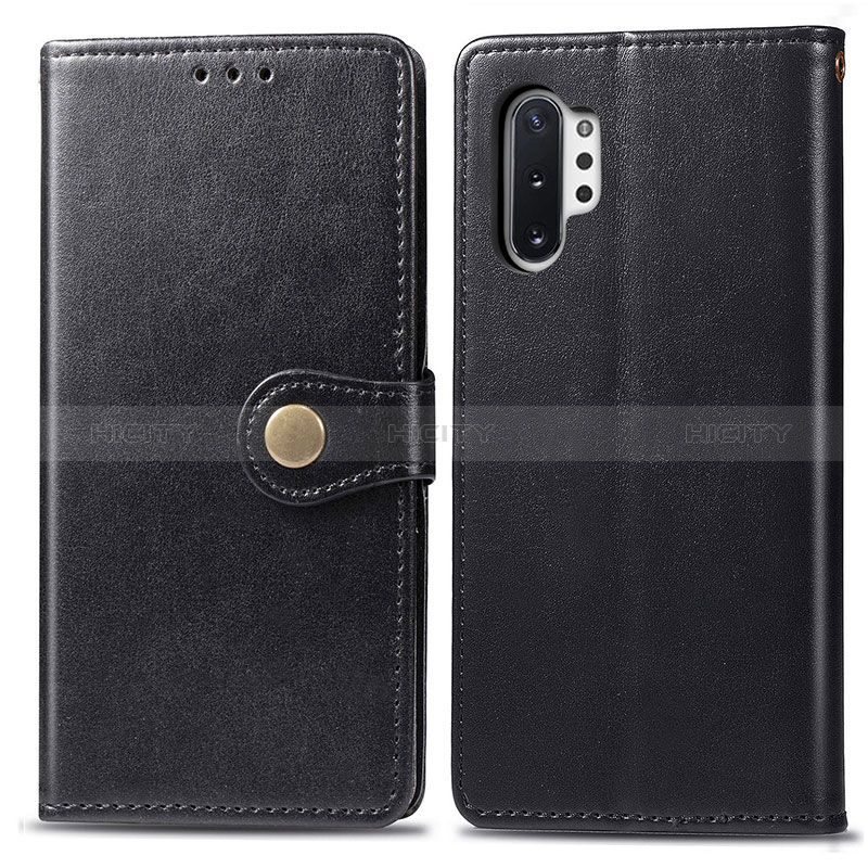 Samsung Galaxy Note 10 Plus 5G用手帳型 レザーケース スタンド カバー S05D サムスン ブラック