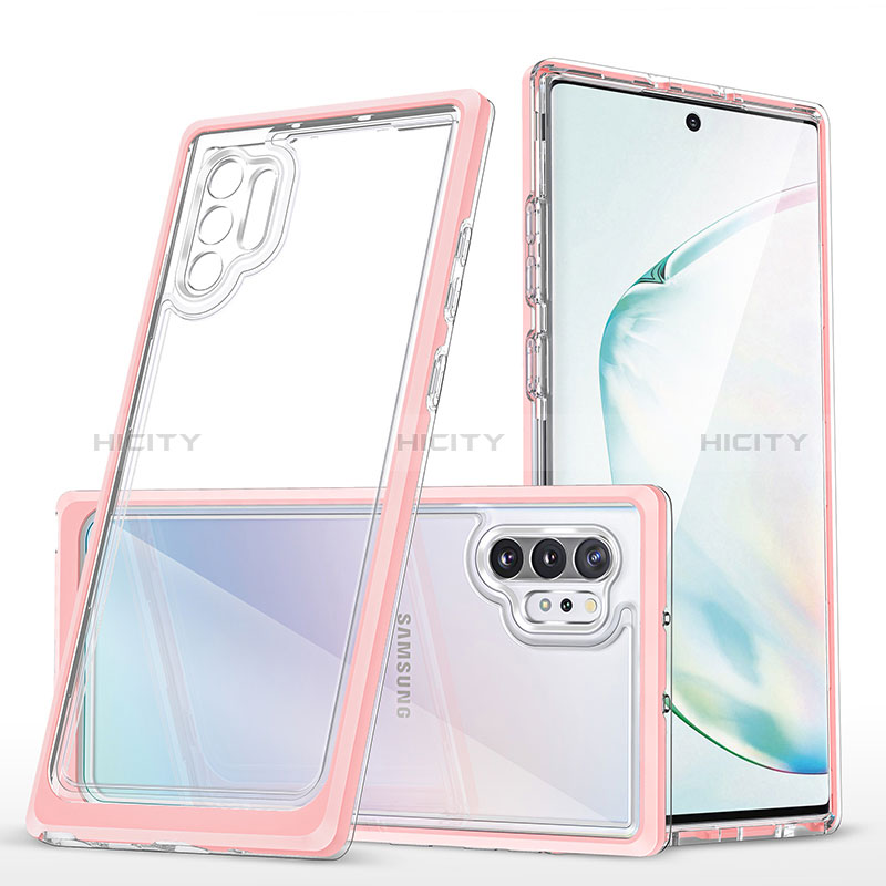 Samsung Galaxy Note 10 Plus 5G用ハイブリットバンパーケース クリア透明 プラスチック 鏡面 カバー MQ1 サムスン ローズゴールド