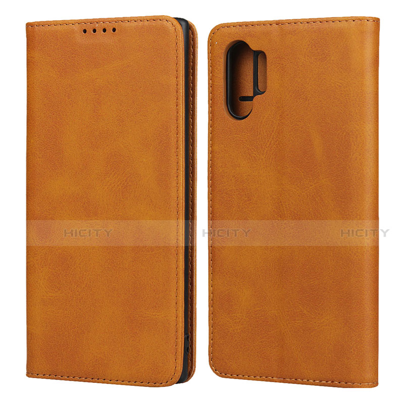 Samsung Galaxy Note 10 Plus 5G用手帳型 レザーケース スタンド カバー サムスン オレンジ