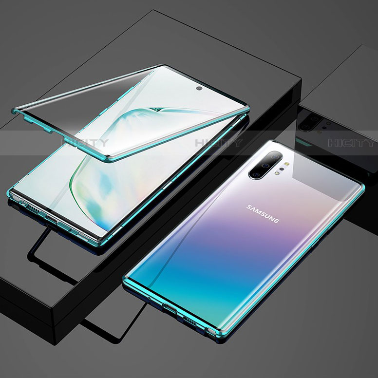 Samsung Galaxy Note 10 Plus 5G用ケース 高級感 手触り良い アルミメタル 製の金属製 360度 フルカバーバンパー 鏡面 カバー M03 サムスン グリーン