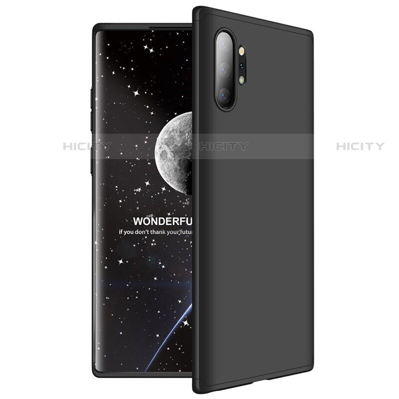 Samsung Galaxy Note 10 Plus 5G用ハードケース プラスチック 質感もマット 前面と背面 360度 フルカバー M01 サムスン ブラック