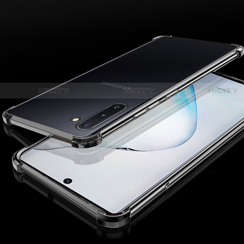 Samsung Galaxy Note 10 Plus 5G用極薄ソフトケース シリコンケース 耐衝撃 全面保護 クリア透明 H04 サムスン ブラック