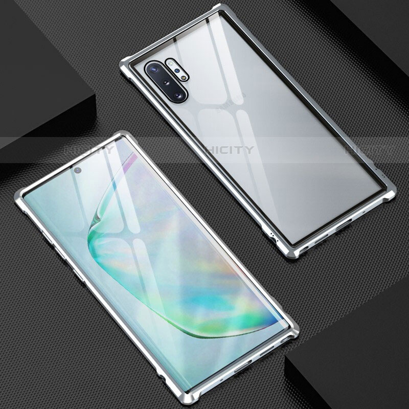 Samsung Galaxy Note 10 Plus 5G用ケース 高級感 手触り良い アルミメタル 製の金属製 360度 フルカバーバンパー 鏡面 カバー M04 サムスン 