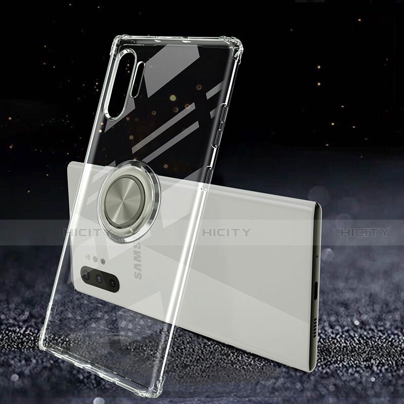Samsung Galaxy Note 10 Plus用極薄ソフトケース シリコンケース 耐衝撃 全面保護 クリア透明 アンド指輪 マグネット式 C02 サムスン クリア