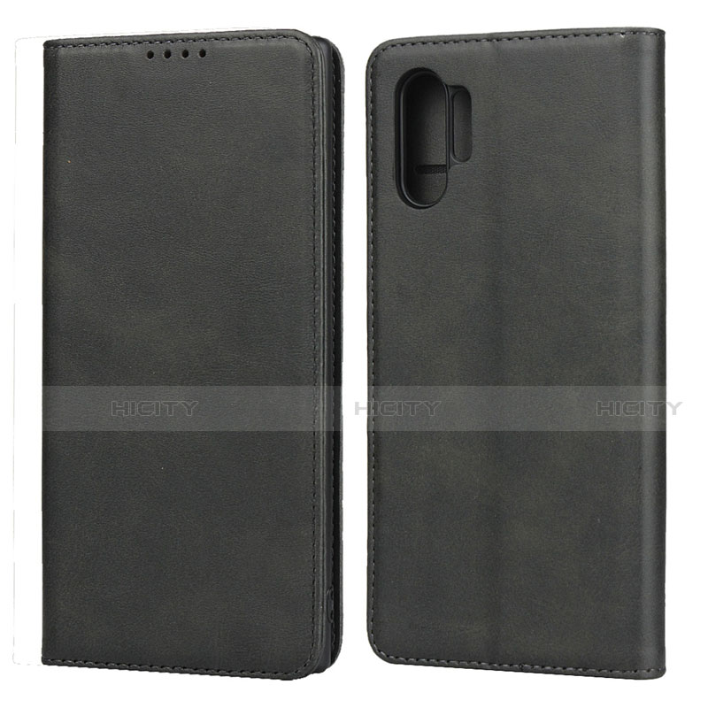 Samsung Galaxy Note 10 Plus用手帳型 レザーケース スタンド カバー サムスン ブラック