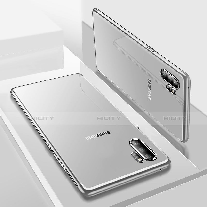 Samsung Galaxy Note 10 Plus用極薄ソフトケース シリコンケース 耐衝撃 全面保護 クリア透明 H01 サムスン シルバー
