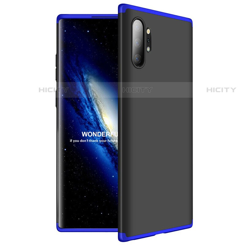 Samsung Galaxy Note 10 Plus用ハードケース プラスチック 質感もマット 前面と背面 360度 フルカバー M01 サムスン ネイビー・ブラック