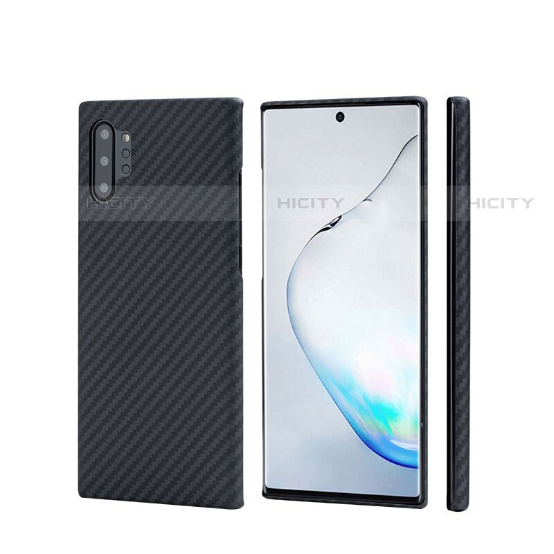 Samsung Galaxy Note 10 Plus用炭素繊維ケース ソフトタッチラバー ツイル カバー C01 サムスン ブラック
