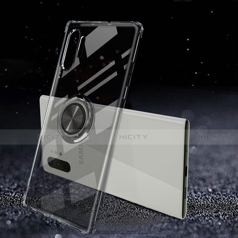 Samsung Galaxy Note 10 Plus用極薄ソフトケース シリコンケース 耐衝撃 全面保護 透明 アンド指輪 マグネット式 C02 サムスン 