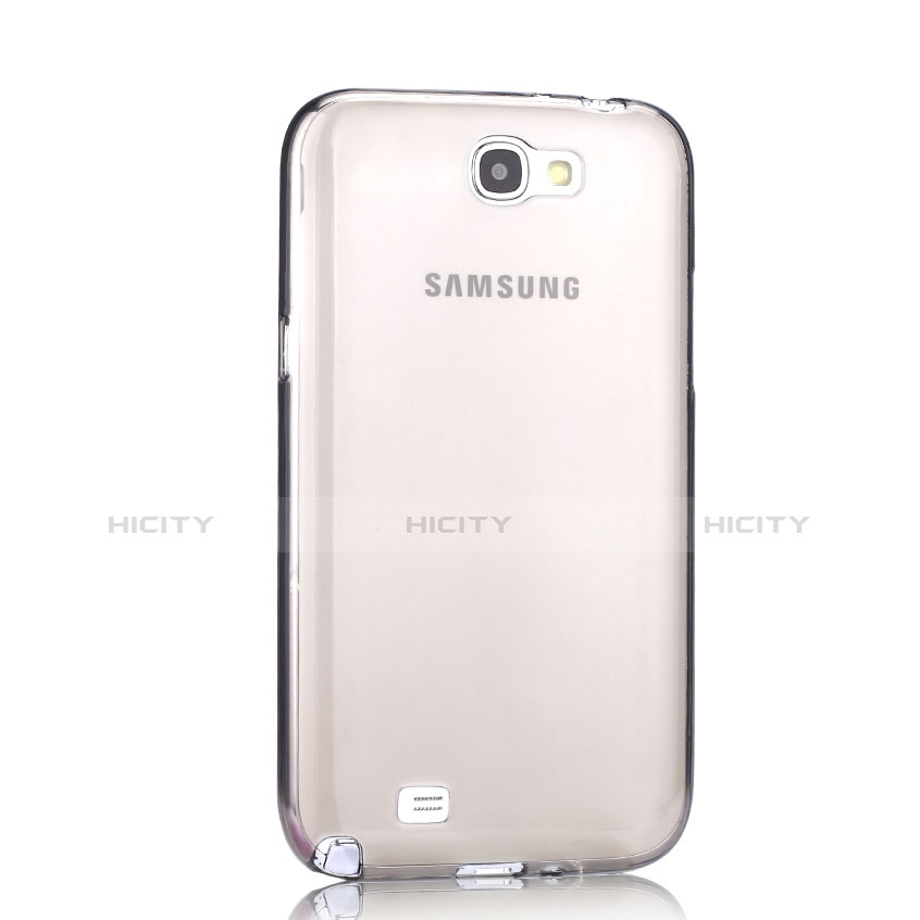 Samsung Galaxy Note 2 N7100 N7105用極薄ソフトケース シリコンケース 耐衝撃 全面保護 クリア透明 サムスン グレー