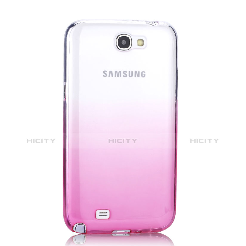 Samsung Galaxy Note 2 N7100 N7105用極薄ソフトケース グラデーション 勾配色 クリア透明 サムスン ピンク