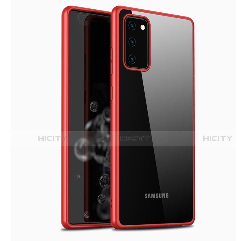 Samsung Galaxy Note 20 5G用ハイブリットバンパーケース クリア透明 プラスチック 鏡面 カバー M03 サムスン レッド