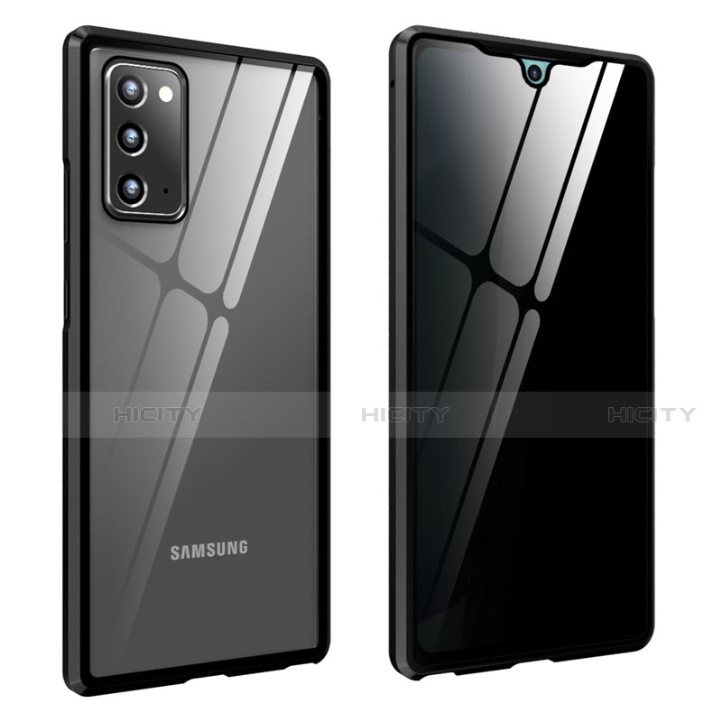 Samsung Galaxy Note 20 5G用ケース 高級感 手触り良い アルミメタル 製の金属製 360度 フルカバーバンパー 鏡面 カバー サムスン ブラック