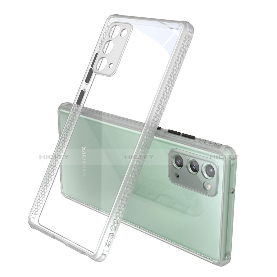 Samsung Galaxy Note 20 5G用ハイブリットバンパーケース クリア透明 プラスチック 鏡面 カバー N02 サムスン グレー