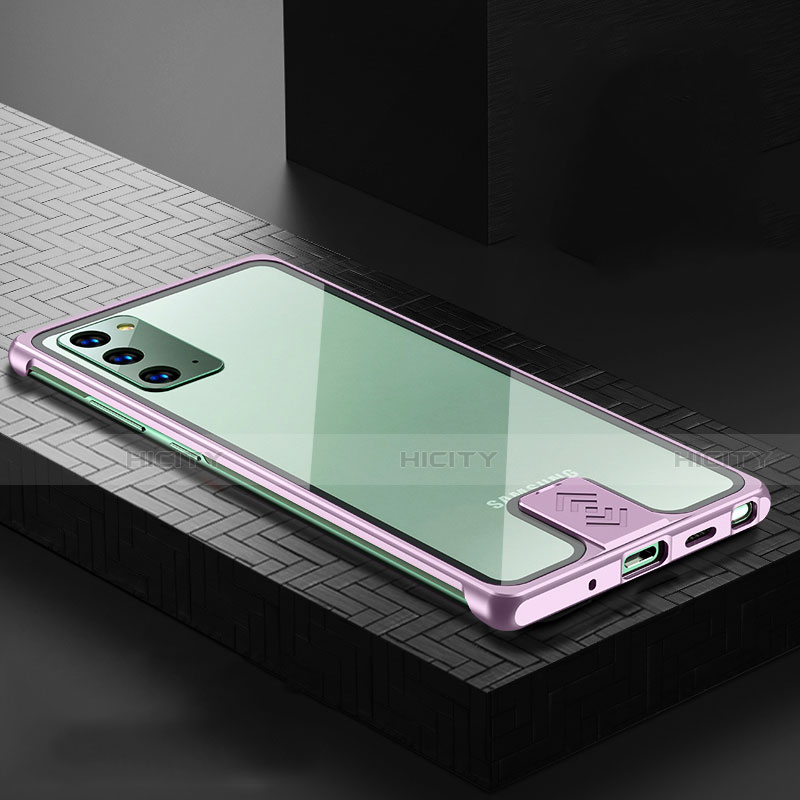 Samsung Galaxy Note 20 5G用ケース 高級感 手触り良い アルミメタル 製の金属製 カバー N03 サムスン ピンク