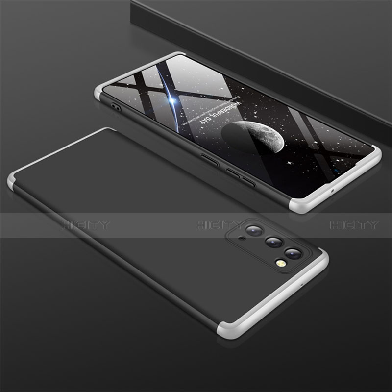 Samsung Galaxy Note 20 5G用ハードケース プラスチック 質感もマット 前面と背面 360度 フルカバー M01 サムスン シルバー・ブラック