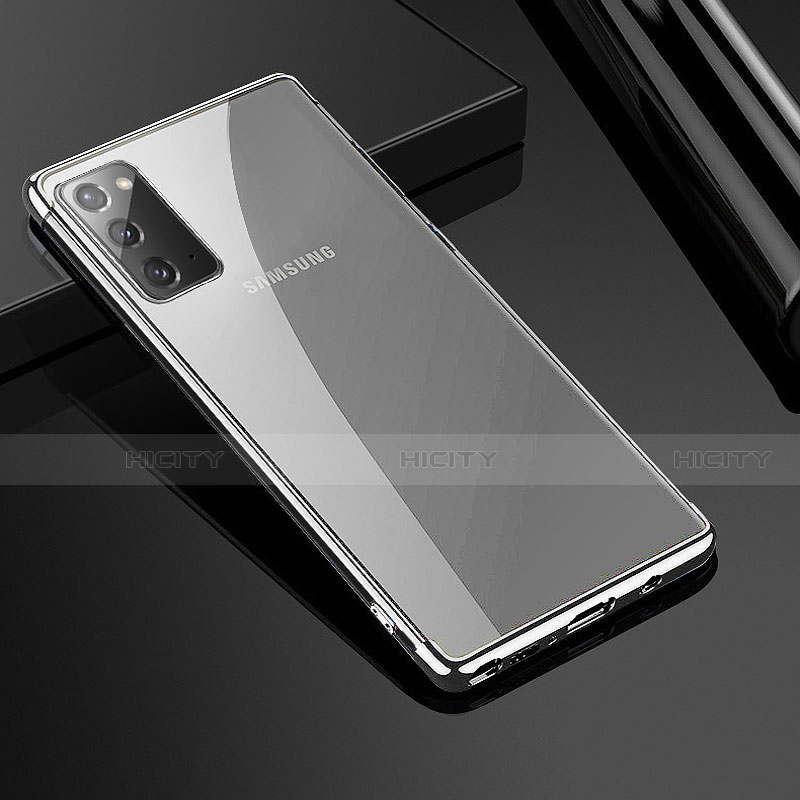 Samsung Galaxy Note 20 5G用極薄ソフトケース シリコンケース 耐衝撃 全面保護 クリア透明 N03 サムスン シルバー