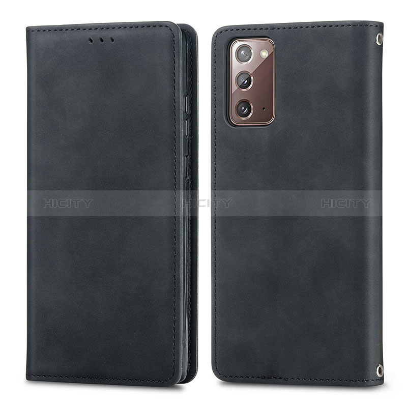 Samsung Galaxy Note 20 5G用手帳型 レザーケース スタンド カバー S04D サムスン ブラック