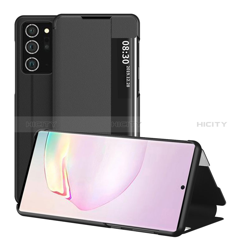 Samsung Galaxy Note 20 5G用手帳型 レザーケース スタンド カバー ZL2 サムスン ブラック