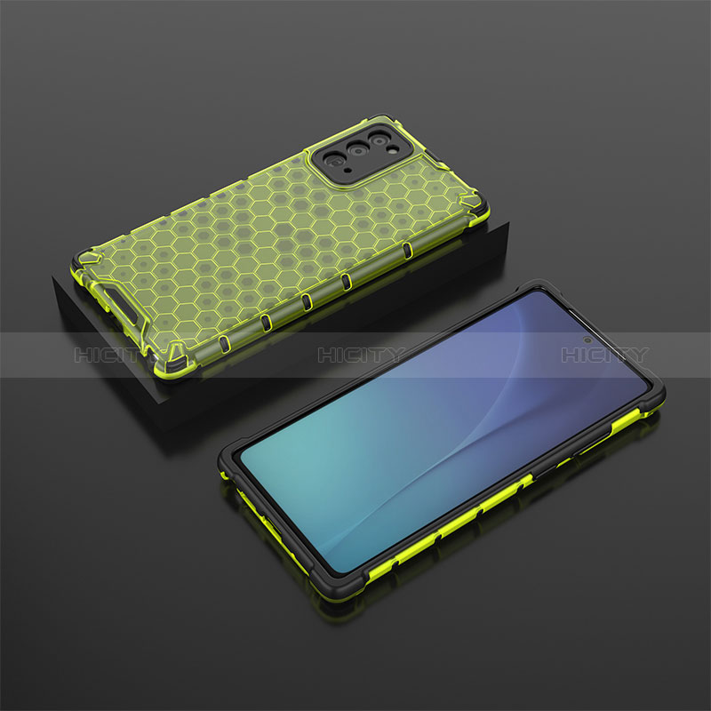 Samsung Galaxy Note 20 5G用360度 フルカバー ハイブリットバンパーケース クリア透明 プラスチック カバー AM2 サムスン グリーン